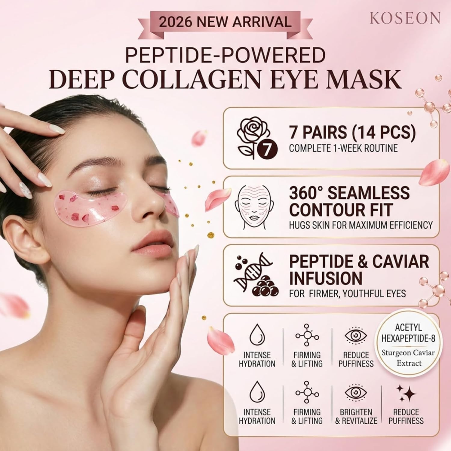 Koseon Collagen Eye Mask – Peptide Powered Deep Hydrating Anti-Aging Eye Patches