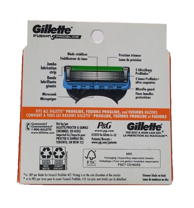Gillette Razor Blades Fusion 5 Proglide Men 12 Cartridges New Factory Sealed
