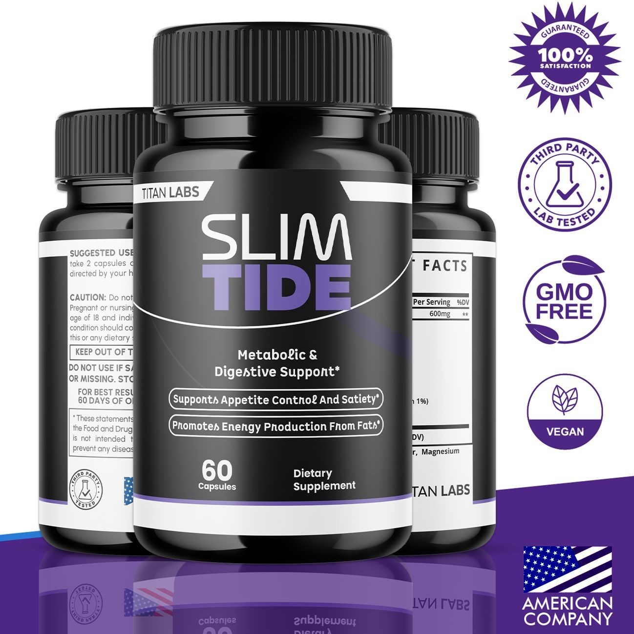 (5 Pack) Slimtide Advanced Energy And Fitness Supplement Slim Tide 300 Capsules