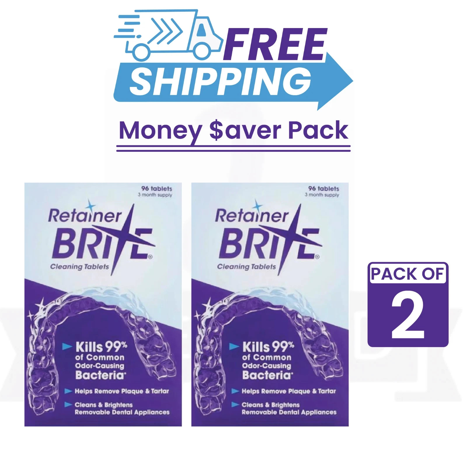 Retainer Brite Box Tablets 96ct-Pack Of 2 Free Shipping