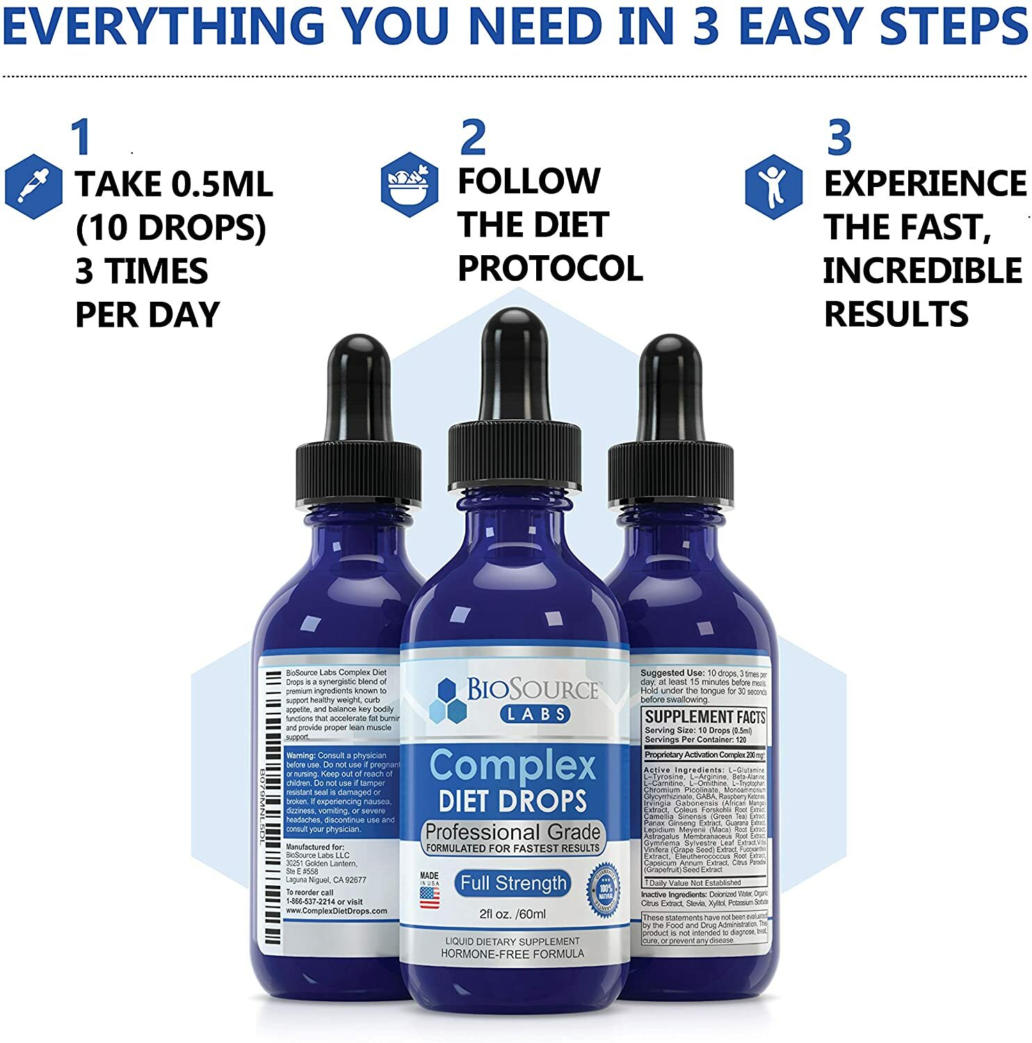 BioSource Labs Complex Diet Drops – Natural Weight Management Drops Unisex 2 oz