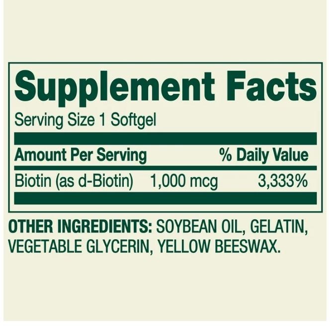 2 pack Spring Valley Biotin Dietary Supplement Softgels for Hair/Skin/Nails He