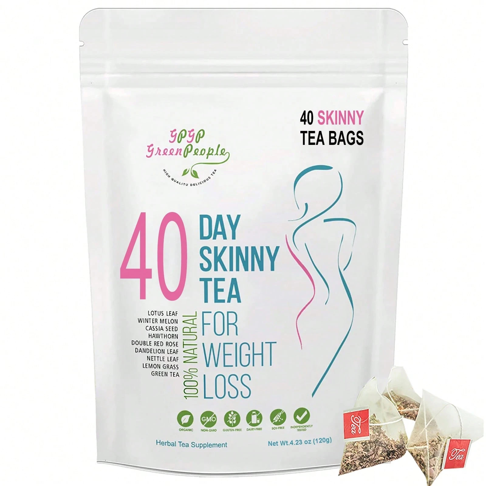 Natural 40 Days Herbal Skinny Tea, Detox, Weight Loss, No Laxative&amp ;Caffeine