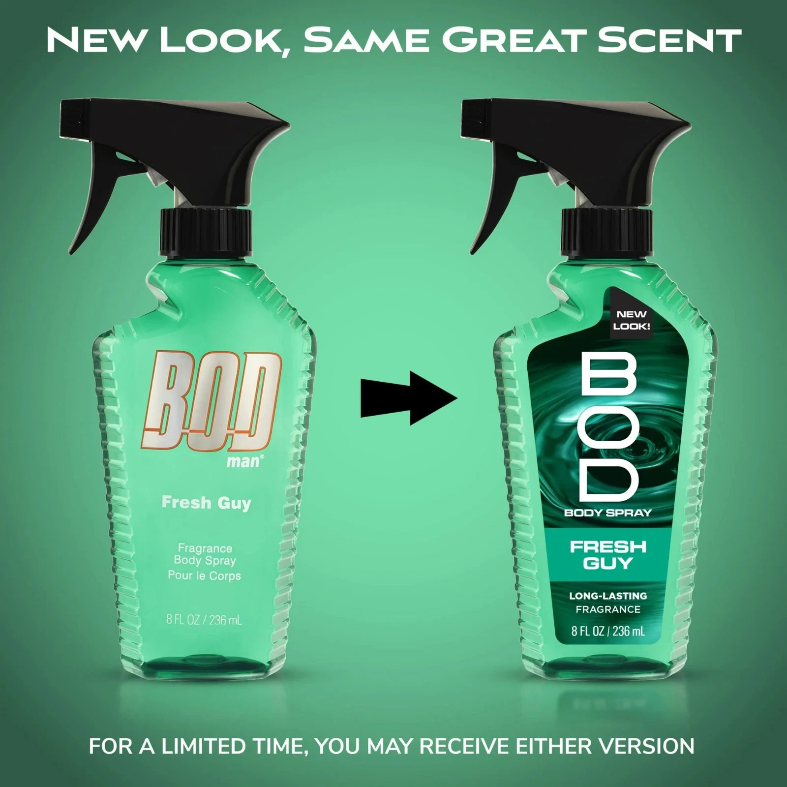 (3 PACK) BOD man Fragrance Body Spray, Fresh Guy, 8 fl oz Fresh Free Shipping