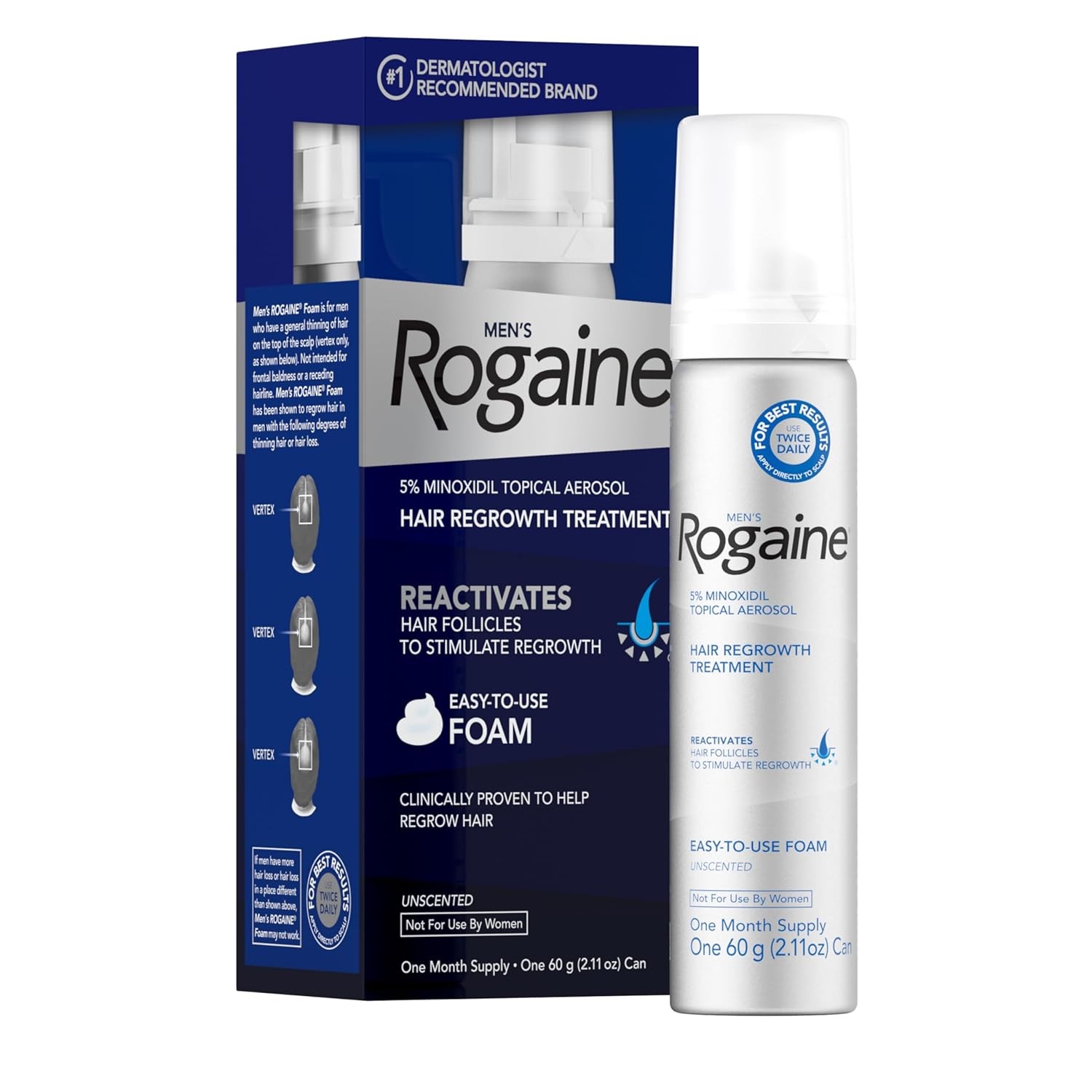 Rogaine Men’s 5% Minoxidil Hair Regrowth Foam 1 Month Supply 2.11oz Exp 04/27