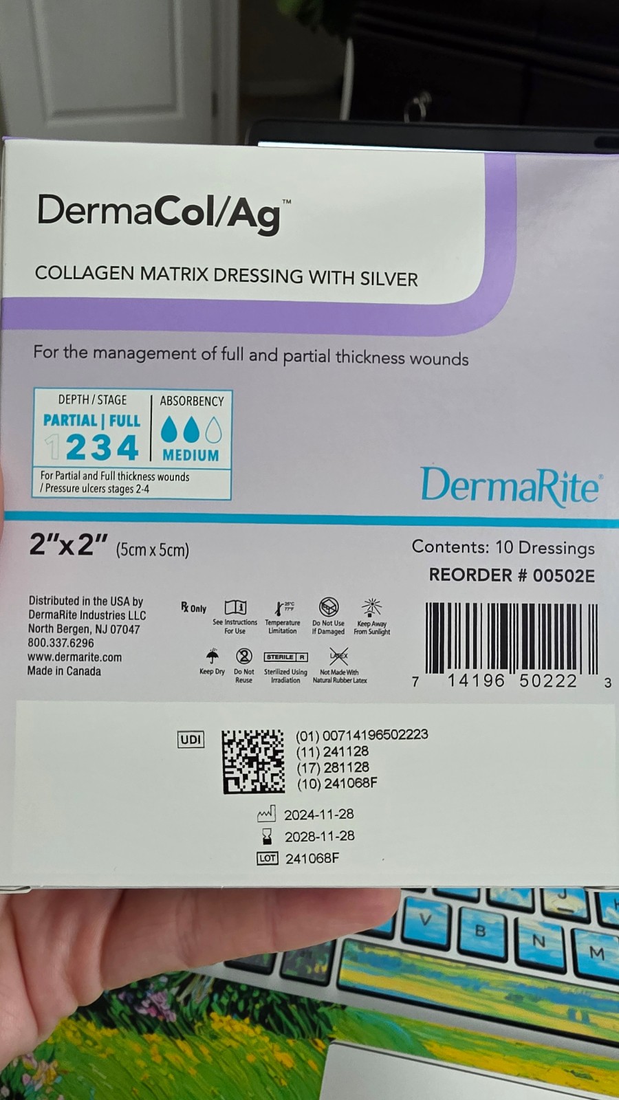 NEW-Industries Dermacol Ag Silver Collagen Dressing, 2×2, 10 Count