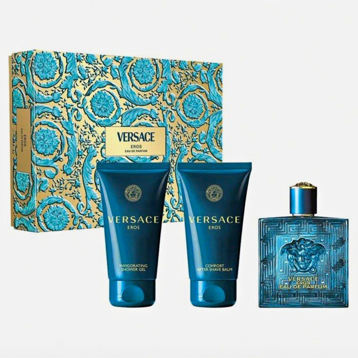 Versace Eros 3 Pc Gift Set Eau de Parfum EDP 50 mL Spray Fresh Scent