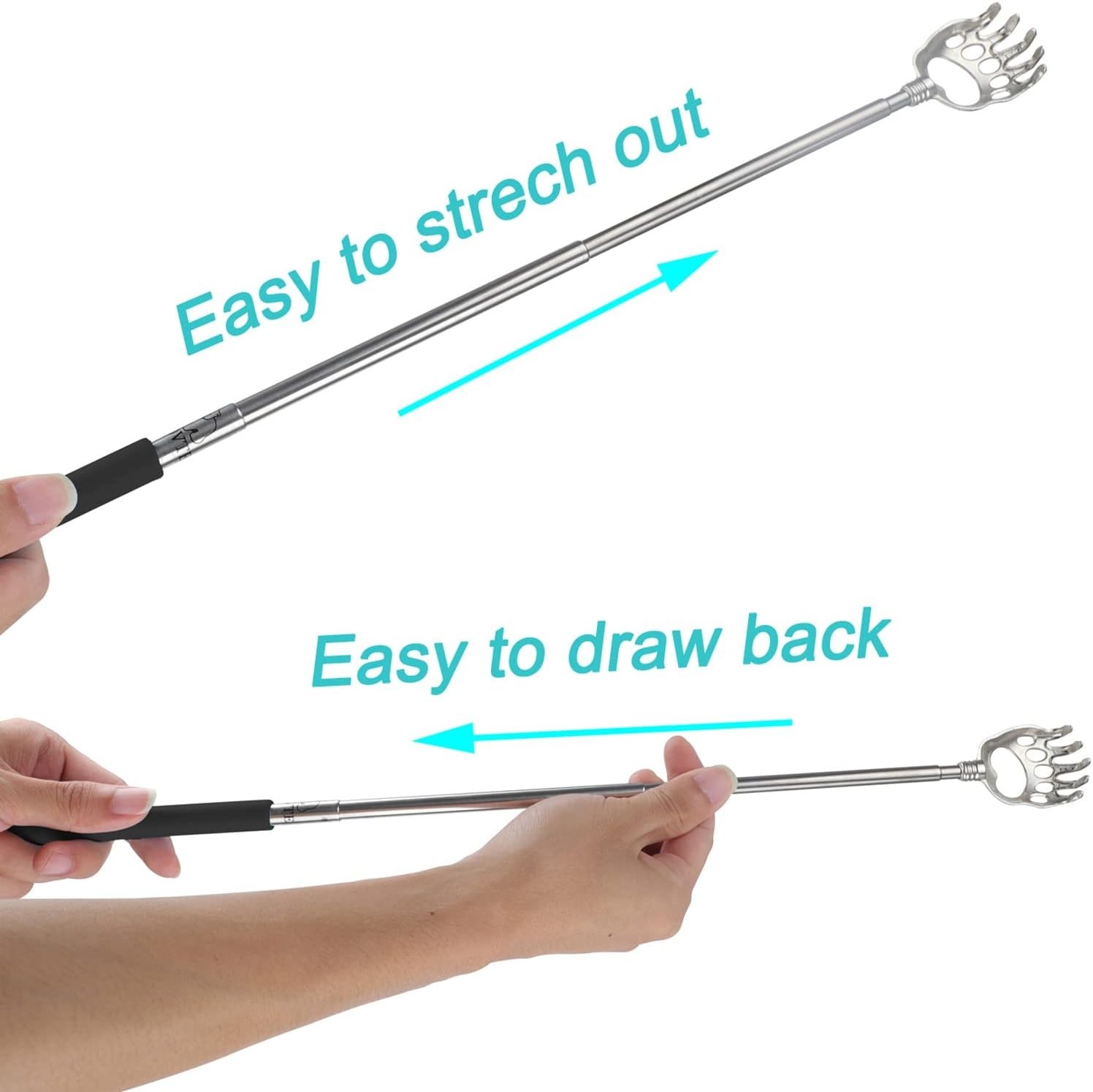 Stainless Steel Extendable Back Scratcher with Soft Grip for Ultimate Comfort