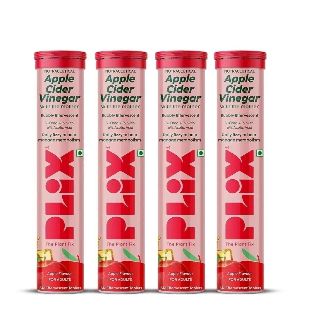 PLIX THE PLANT FIX Apple Cider Vinegar Tablet weight loss Pack 4 ( Apple )