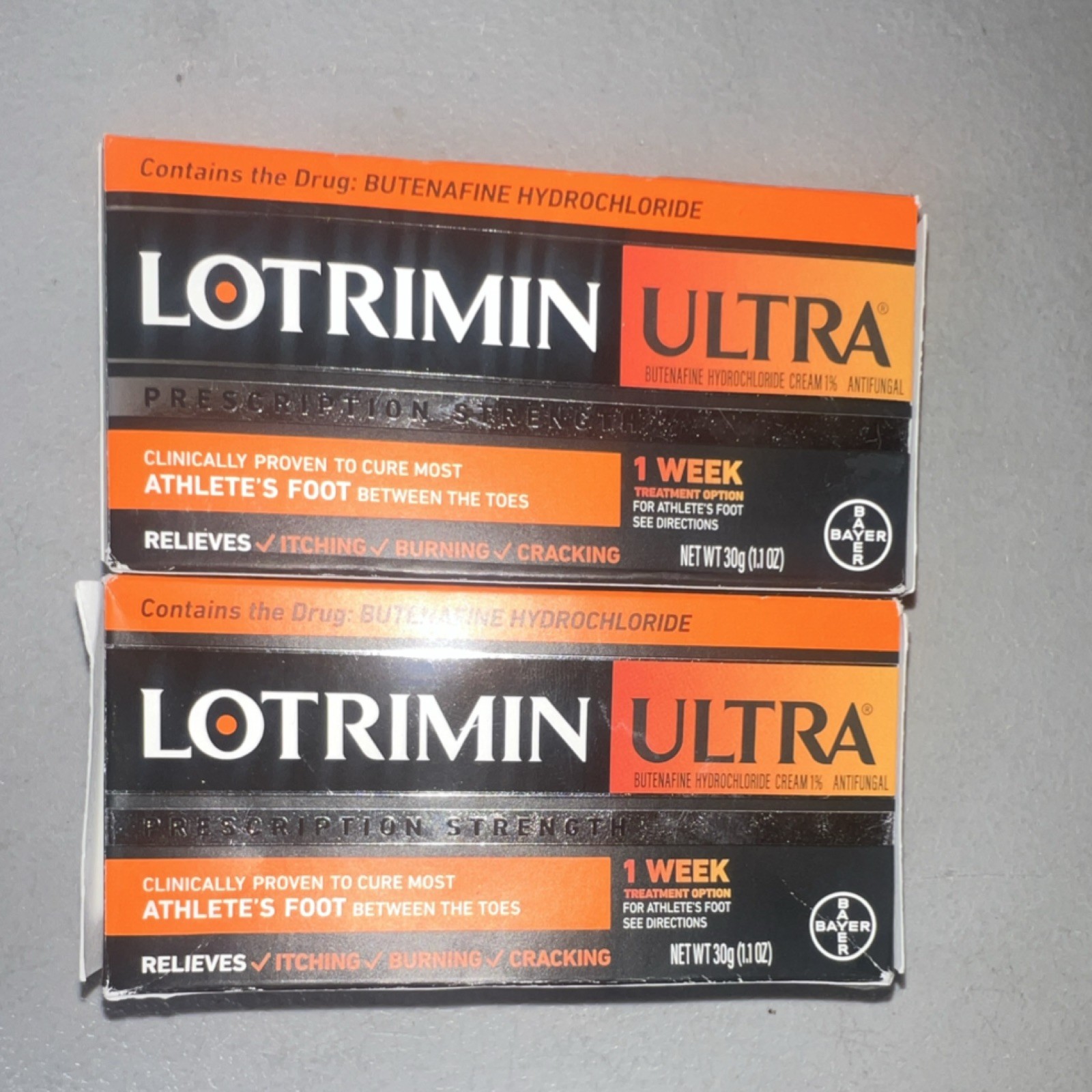 TWO Lotrimin Ultra Antifungal Foot Cream 1.1 oz EXP 2027 total 2.2OZ