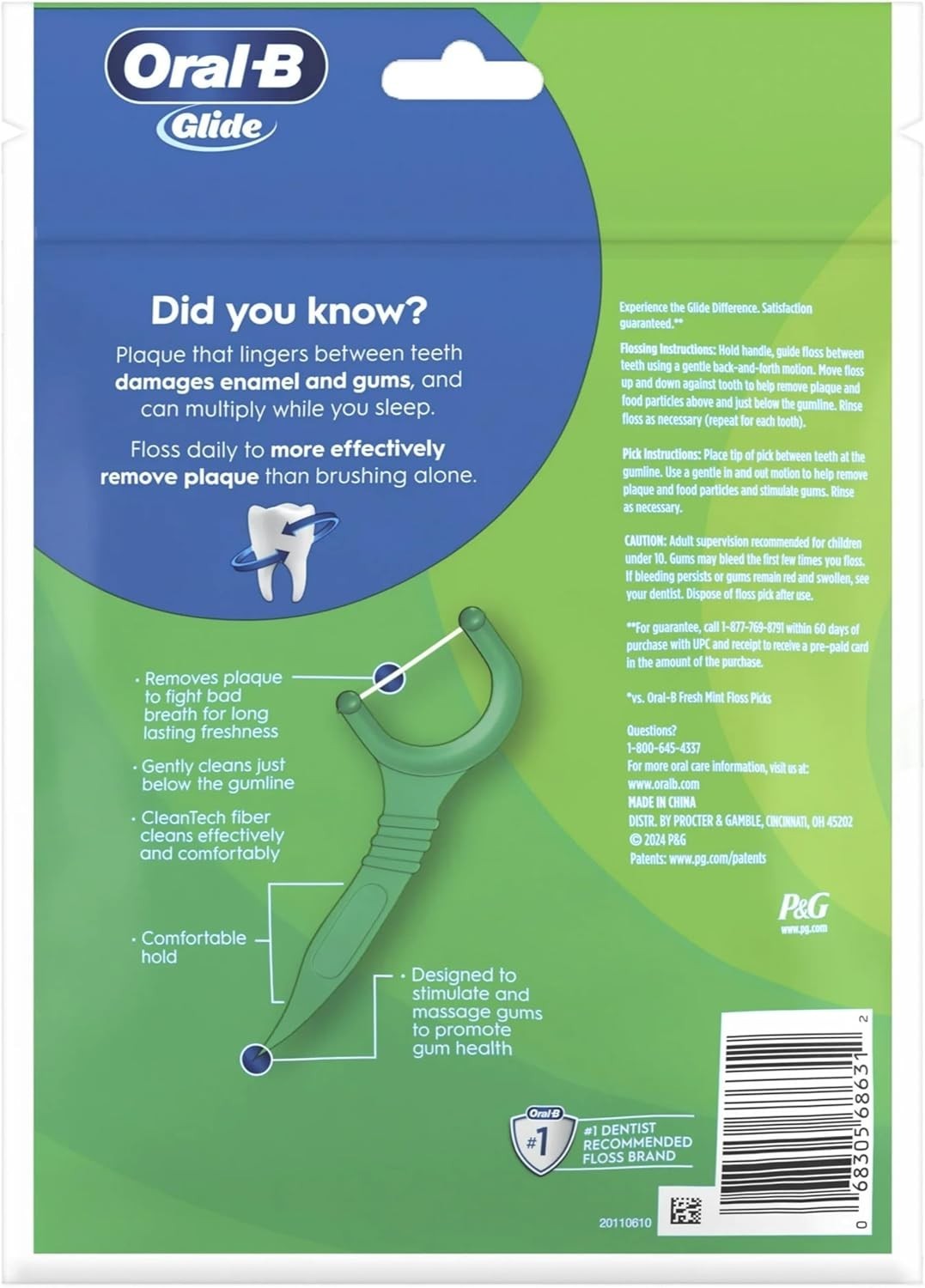 Oral-B Glide Complete Floss Picks, Dental Floss Picks, Scope Outlast, 75-ct