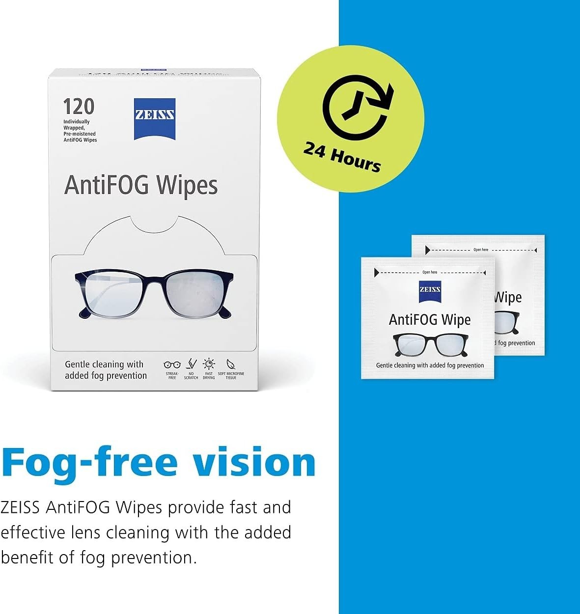 Effective Anti-Fog Wipes – 120 Unscented Biodegradable Sheets for Clear Vision