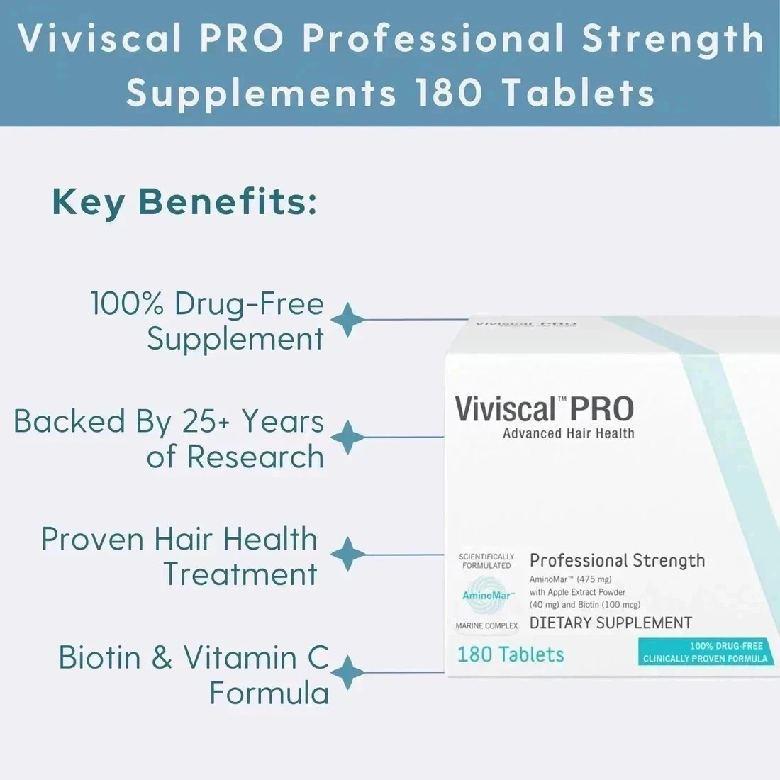 Viviscal PRO Advance Hair Growth Supplement 180 Tablets Exp 08/2027