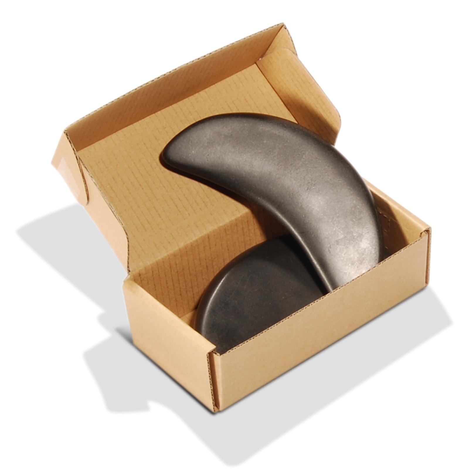 Master Massage 2-Piece Waning Moon Crescent Massage Stone Set Black Basalt