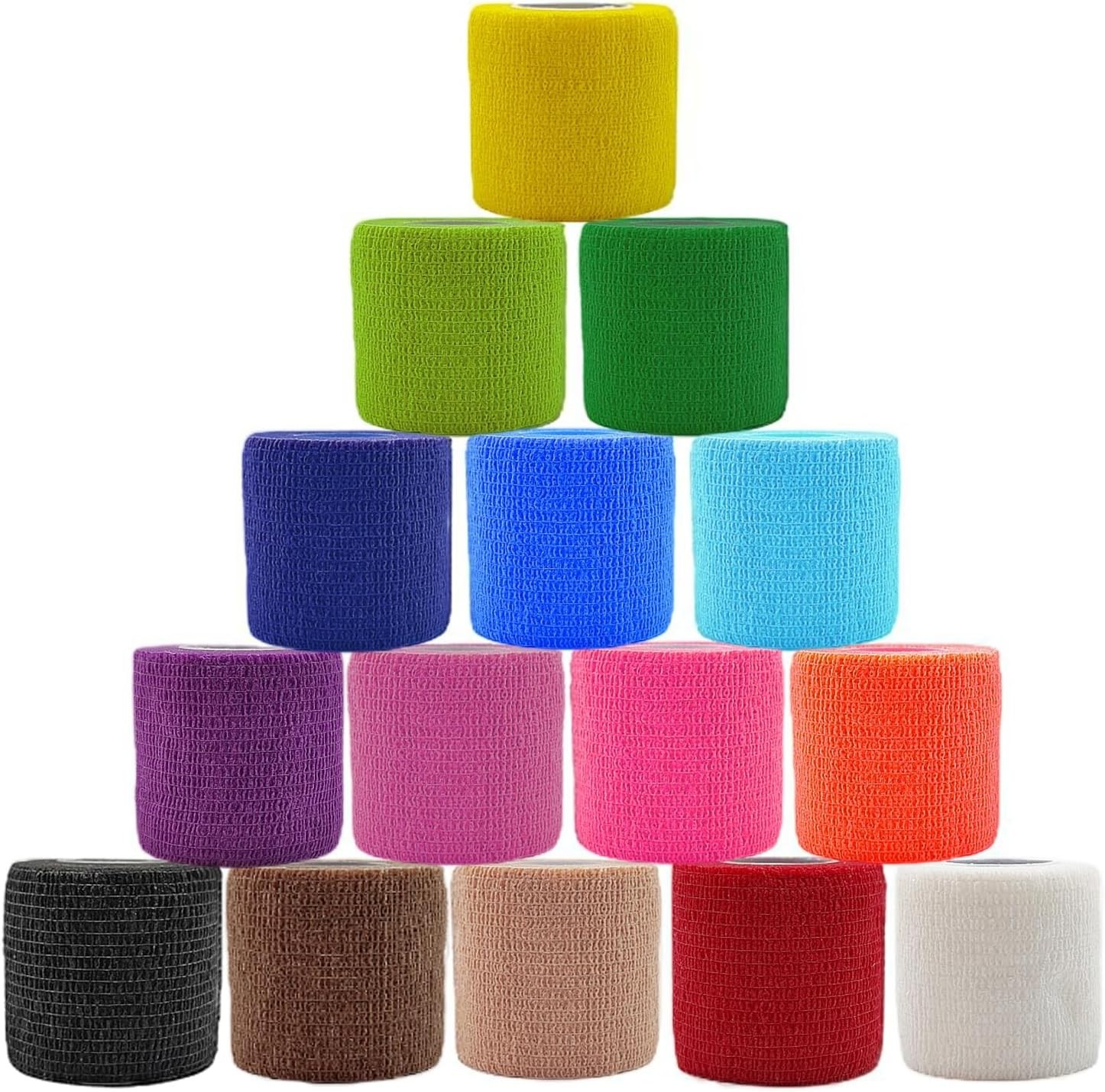 15 Pack Self Adhesive Bandage Wrap 2 Inch x 5 Yards Non-Woven Bandage,Vet Wrap