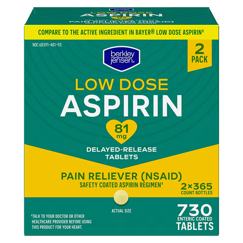 Low Dose Aspirin 81 mg 730 Tablets Coated Compare to Bayer Exp: 2028