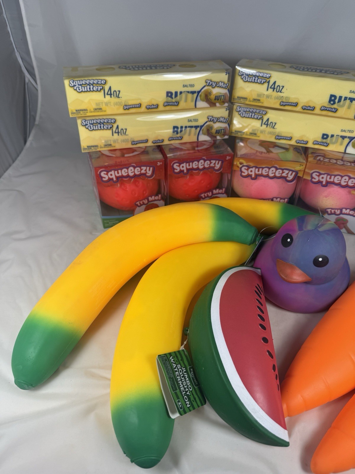 Sunny Days Squeezy New Jumbo Butter Strawberry Peach Carrot Duck Lot Of 15