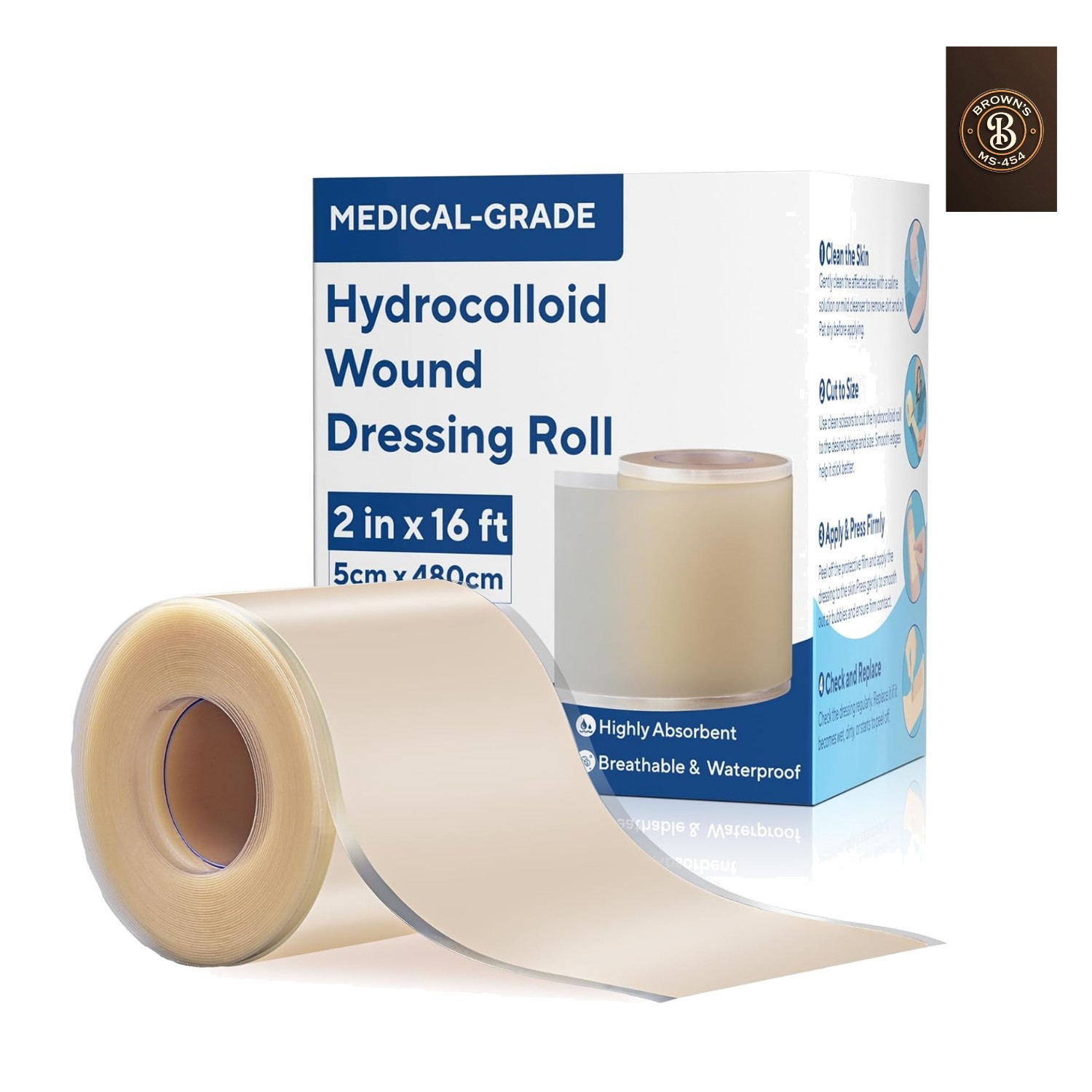 Hydrocolloid Roll for Wound Care, Flexible & Ultra Absorbent Hydrocolloid Ban…