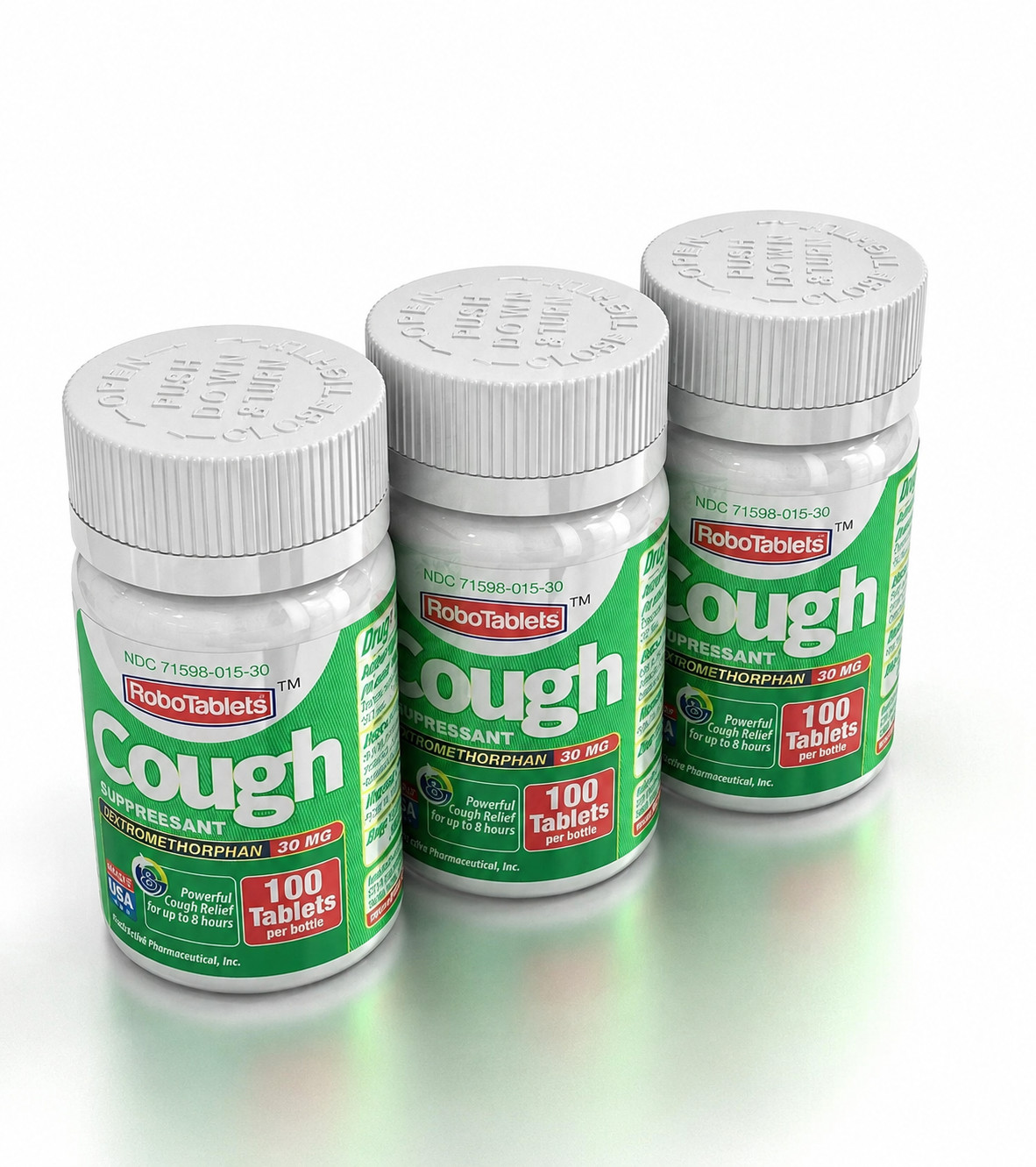 3 PACK Cough Suppressant 100 Tablets 30mg Dextromethorphan