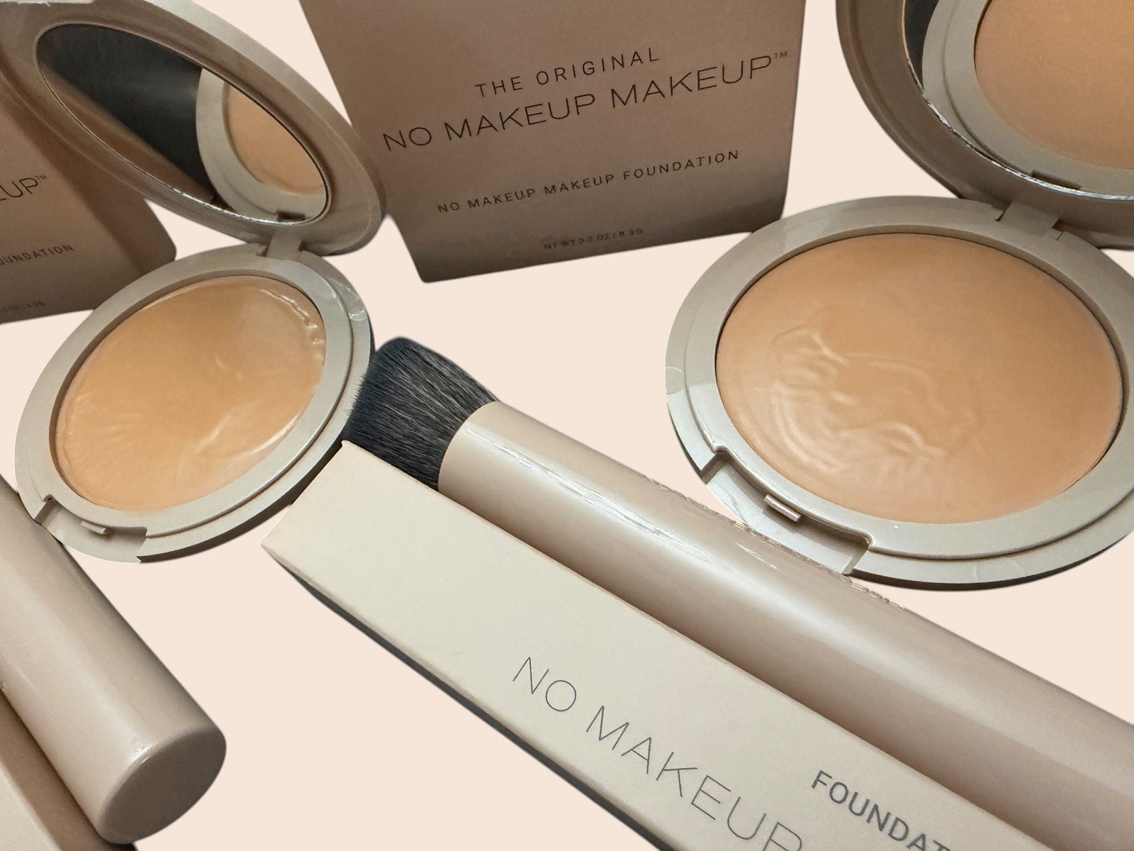 The Original No Makeup Makeup MEDIUM LOT x2 Foundation & Brushes Damaged