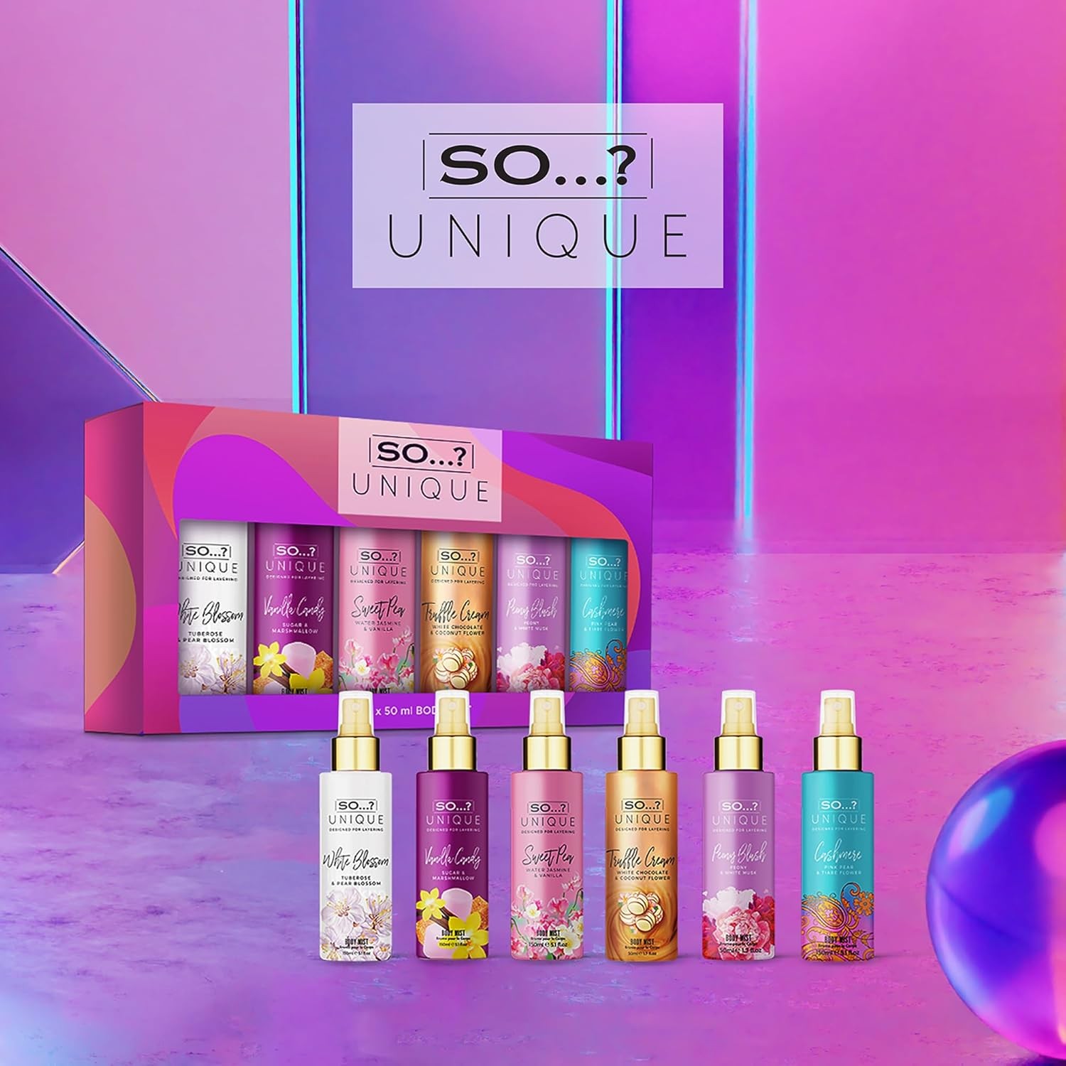 So Unique Body Mist Perfumes for Women with Fresh, Floral, Sweet Scents (6pcs)