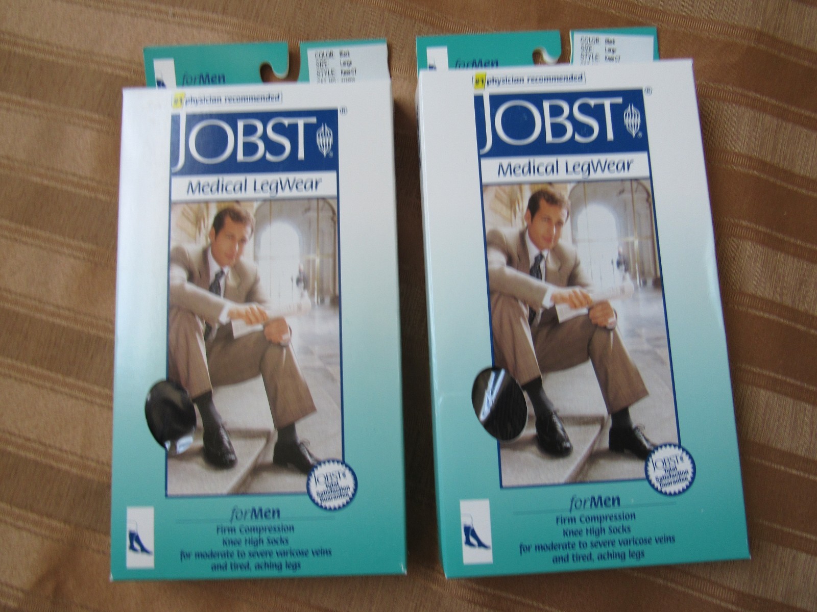 Set of 2 pairs JOBST Medical LegWear Mens Knee Socks 20-30 mmHg Black. sz L