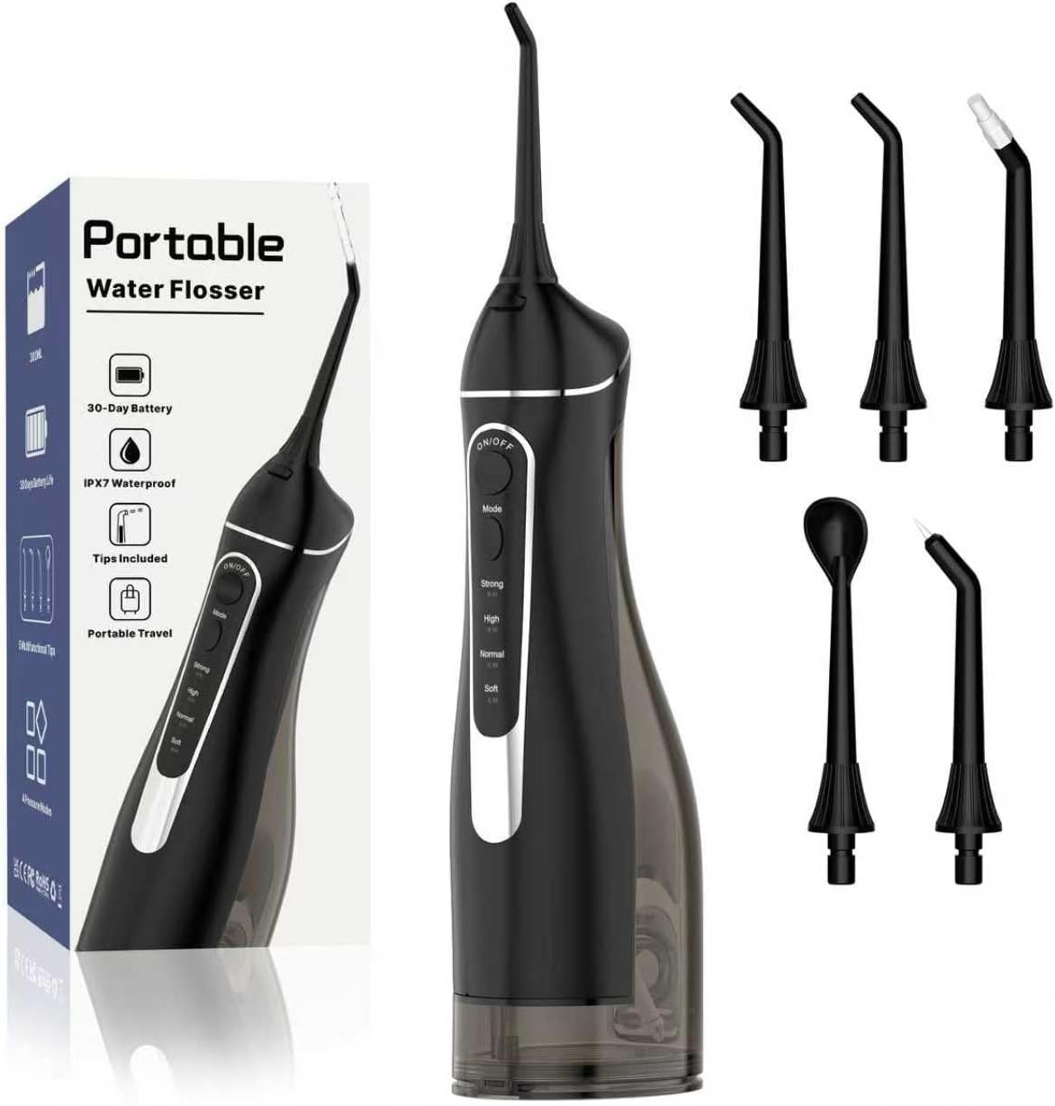 Cordless Portable Water Flosser with 300ML Tank: Rechargeable Oral Irrigator wit