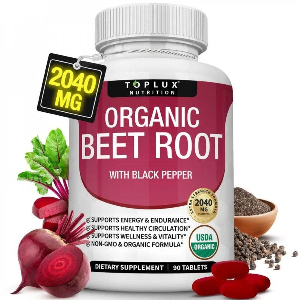 Toplux Organic Beet Root Tablets-Nitric Oxide Booster Beetroot Supplement 2040m-