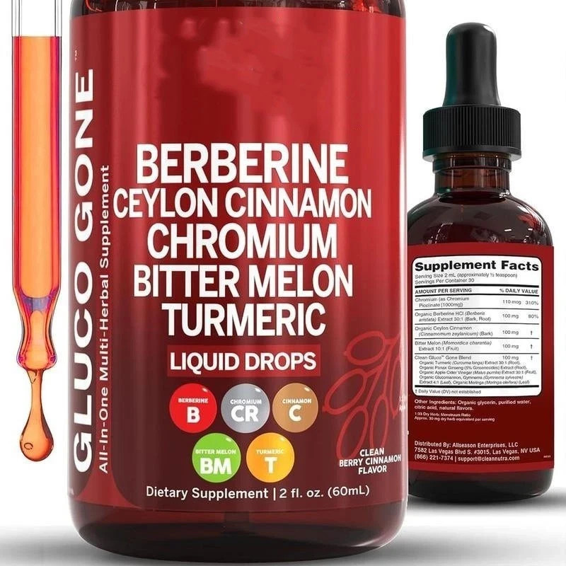 Berberine 3000mg Gymnema/Apple Cider Vinegar/Chromium/Ceylon Cinnamon 2oz Drops