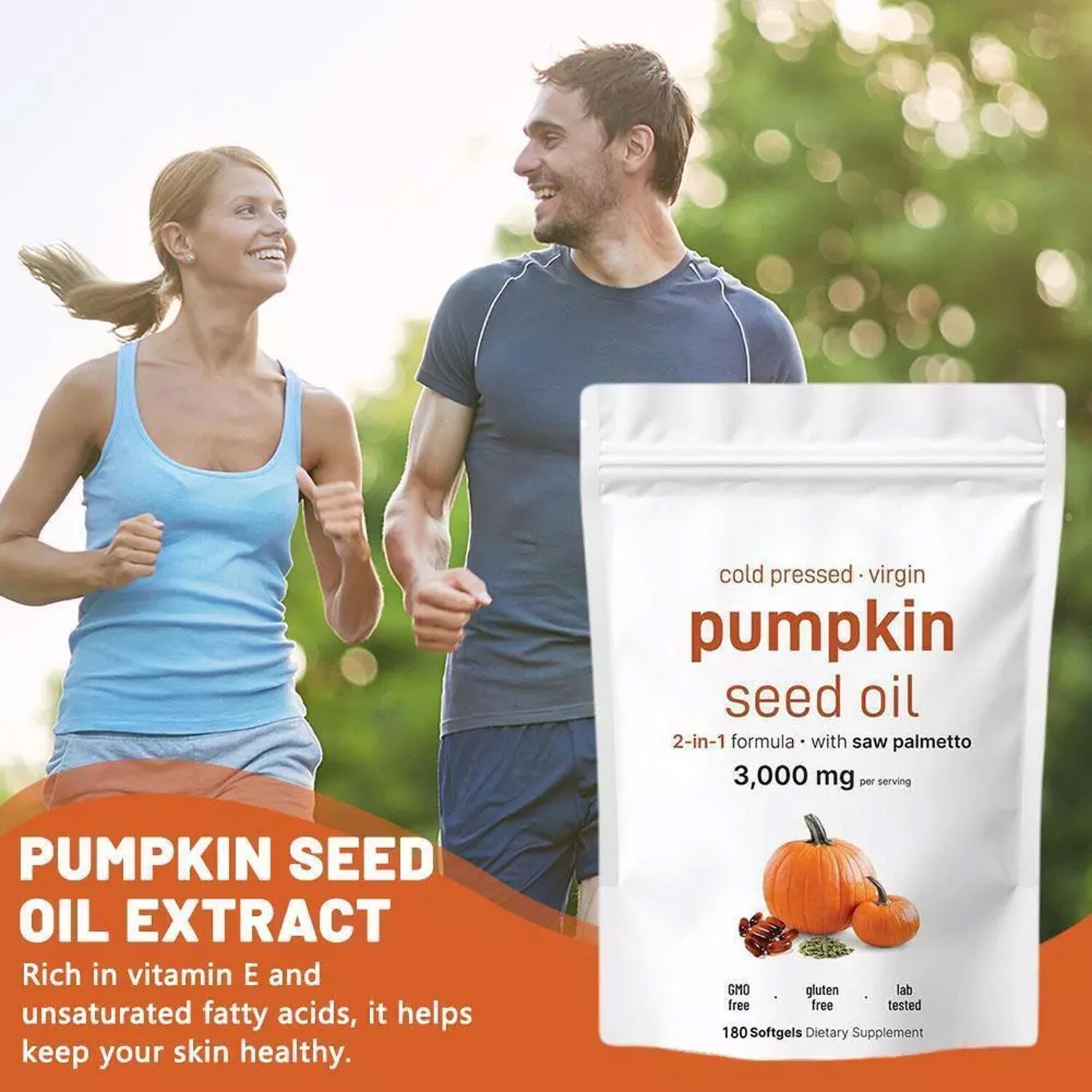 1Pack Pumpkin Seed Oil with Saw Palmetto 180Softgels | 3000 mg Herbal Supplement