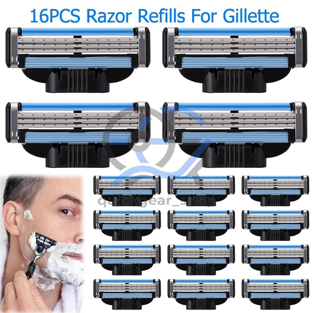 16PCS MACH 3 Men’s Razor Blades Refill Replacement Comfortable Shave Trimmer US