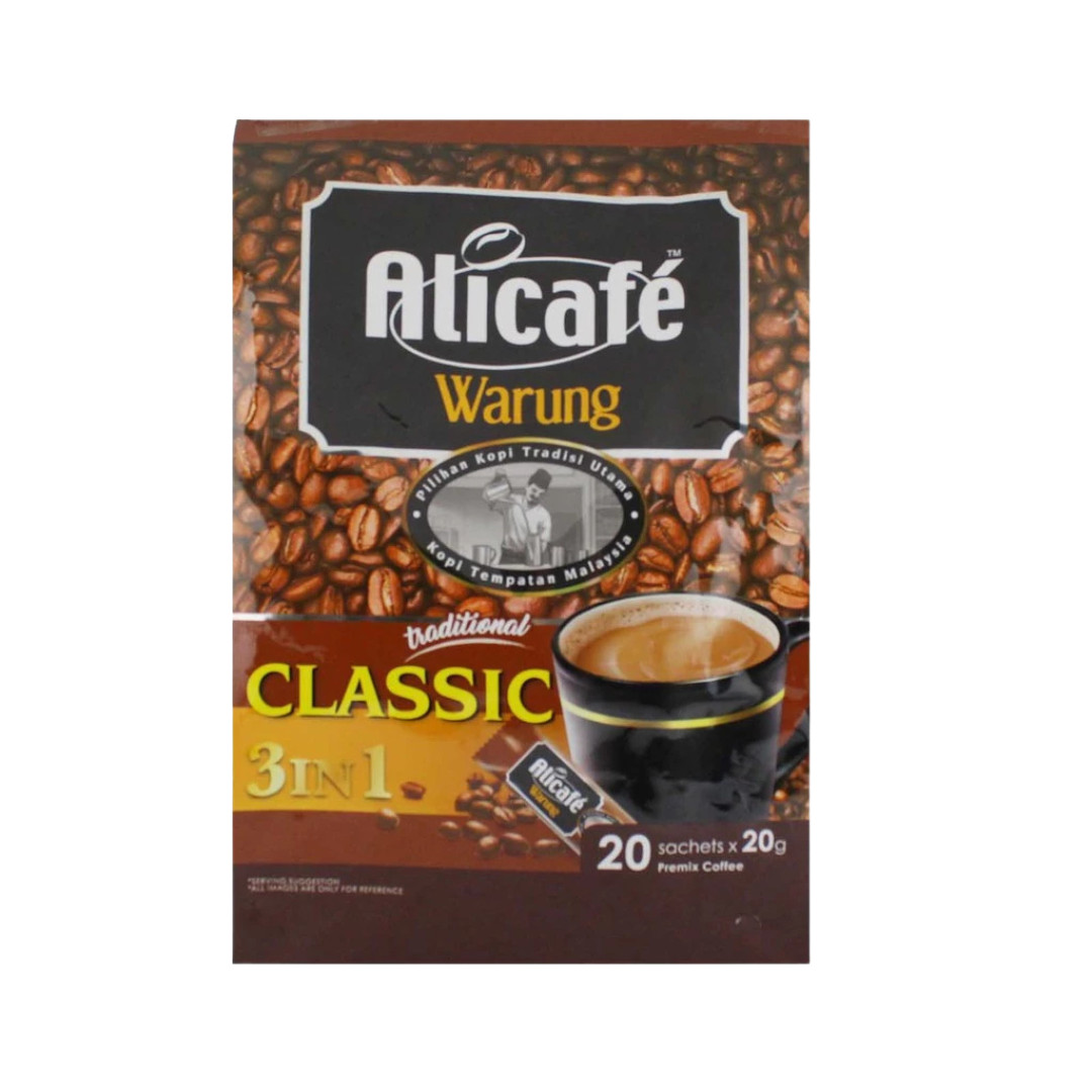 12x Alicafe Warung Classic 3 in 1 Premix Coffee 20x20g Power Root Malaysia Halal