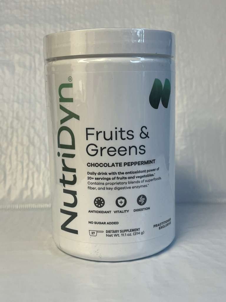 NutriDyn Fruits & Greens Chocolate Peppermint 11.1oz Antioxidant – (Exp 11/2028)