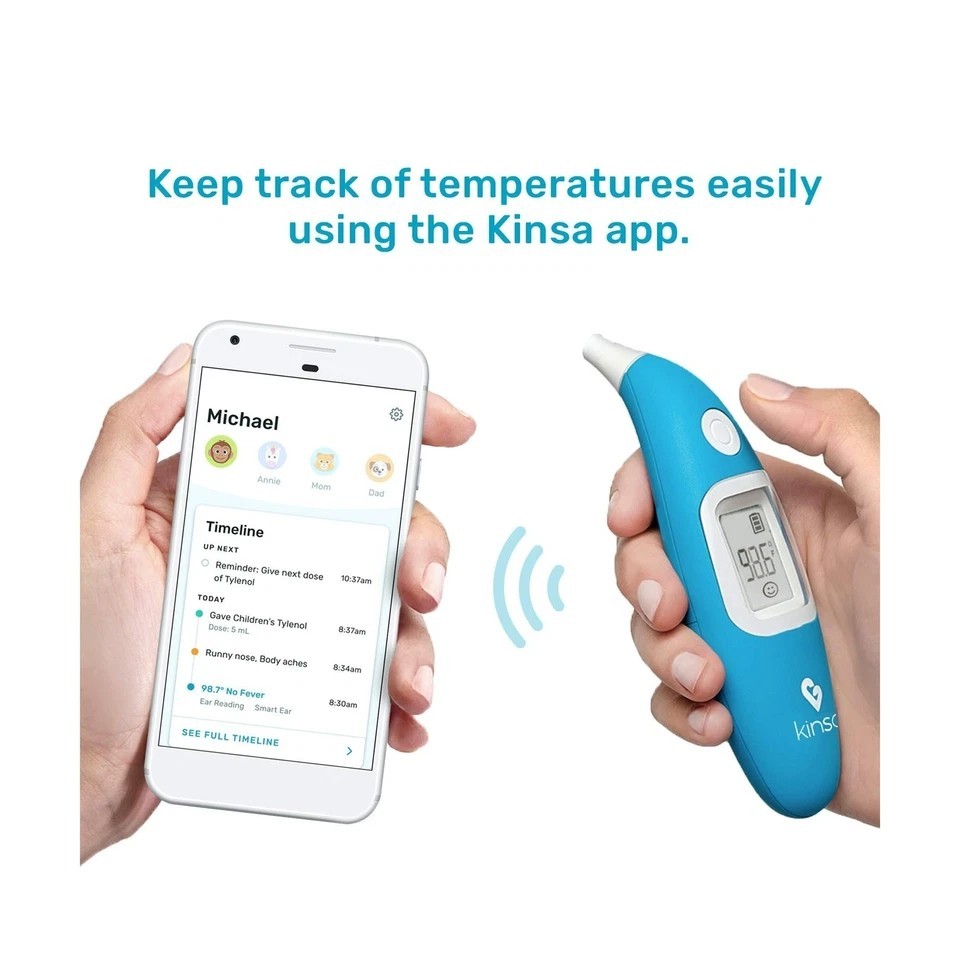 Kinsa Smart Ear Digital Thermometer for Fever, Instant Bluetooth KET005, NEW