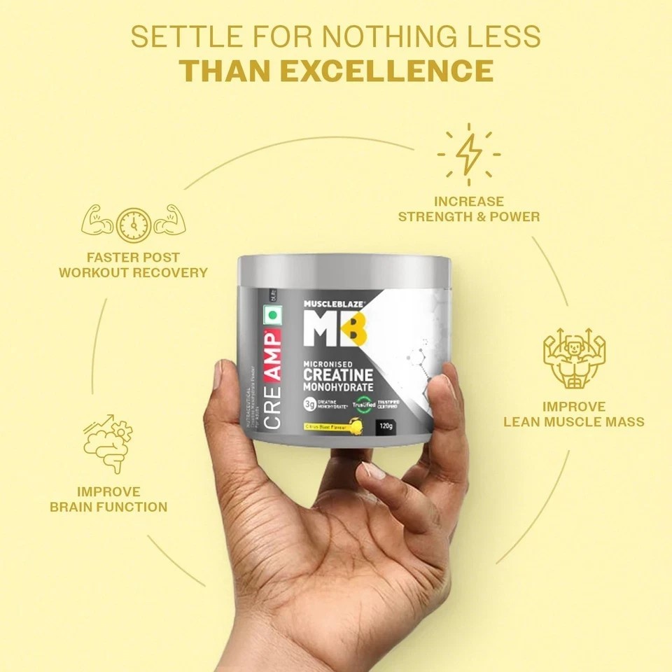 Micronised Creatine Monohydrate CreAMP Powder, Citrus Blast (30 Servings, 120g)