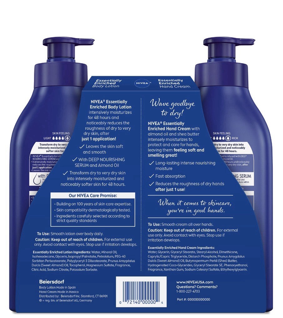 Nivea Essentially Enriched Body Lotion and Hand Cream Variety Pack (2×20 oz. …