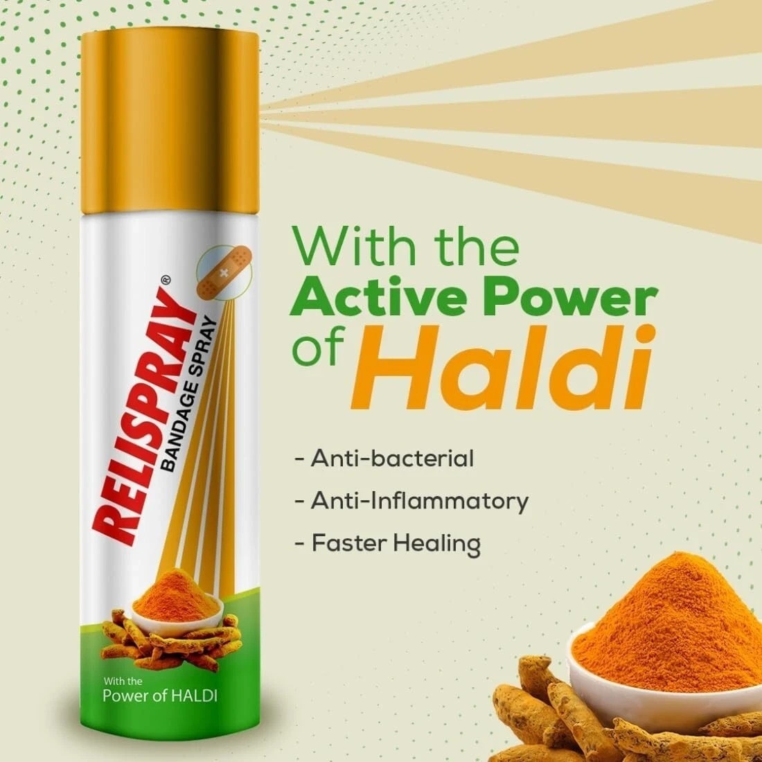 RELISPRAY Antiseptic Waterproof Ayurvedic Bandage Spray with Turmeric (2 x 75gm)