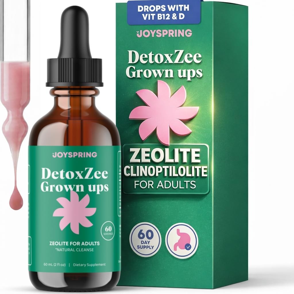 Detox Zeolite Drops for Adults – B12 & D3, 60-Day Supply, Memory & Focus Support