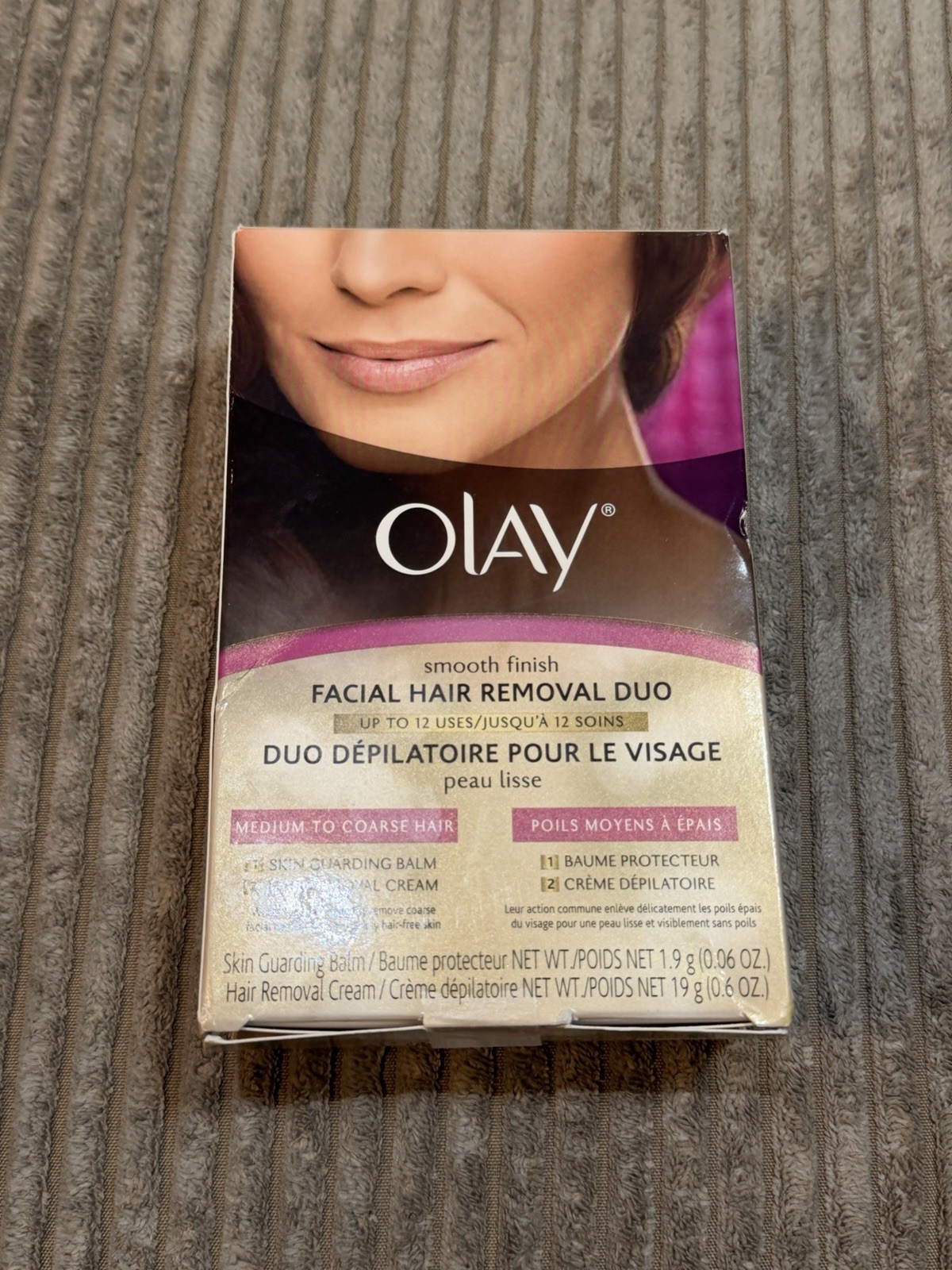 Olay Smooth Finish Facial Hair Removal Cream Duo for Medium-Coarse Hair 0.6 oz
