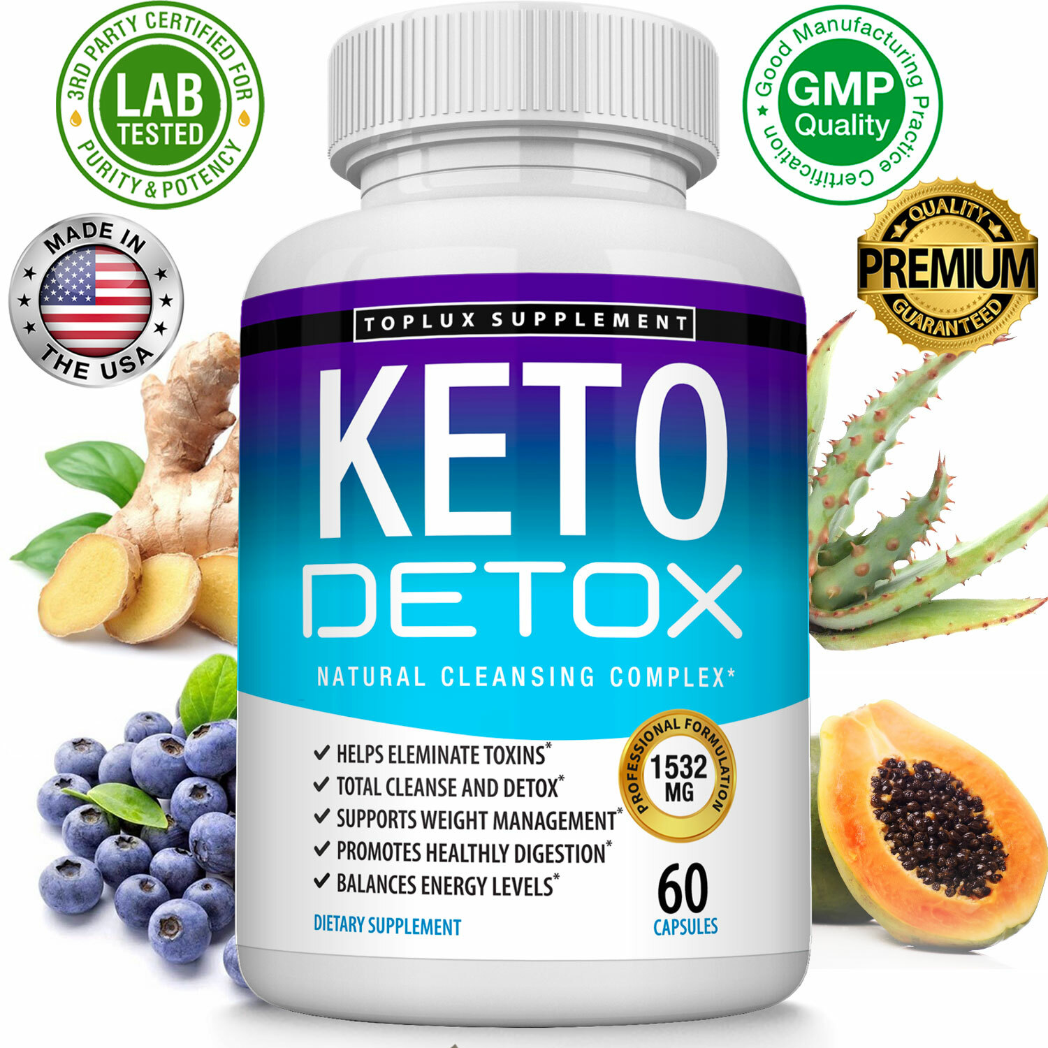 Keto Diet DETOX Pills 1532 MG – Ketosis Supplements Fat Burn & Carb