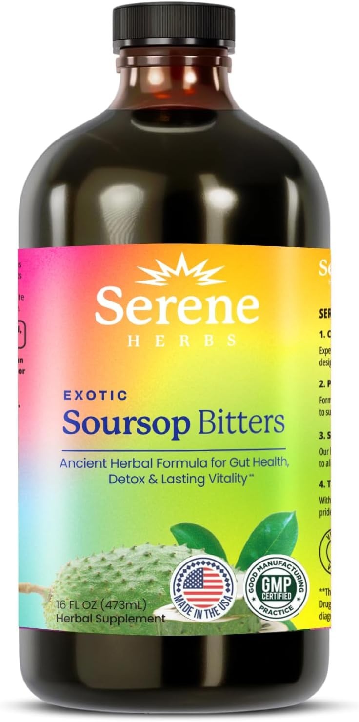 Exotic Soursop Bitters, 100% Pure Natural Organic Detox Herbs 16 oz