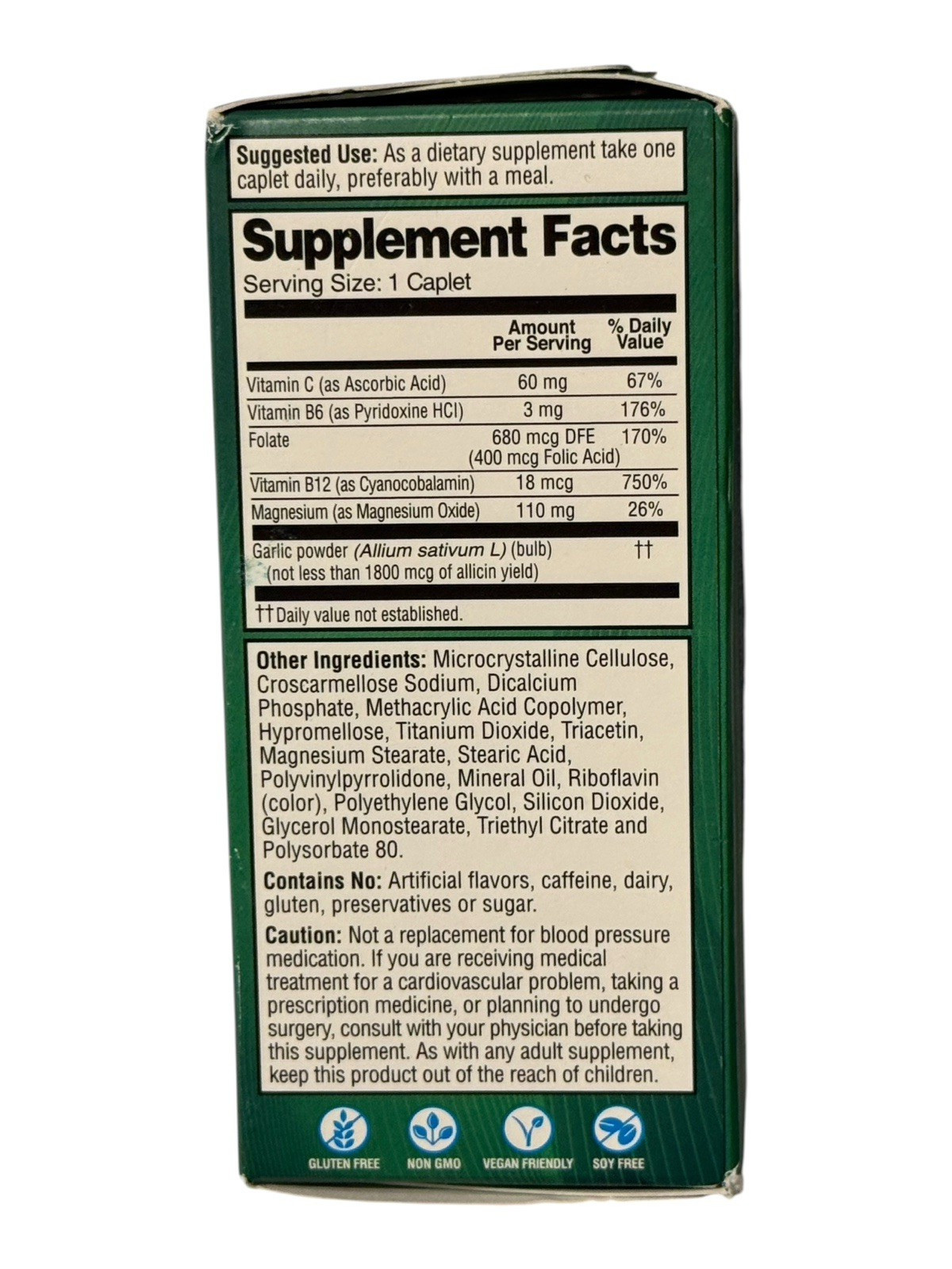 Garlique Healthy Blood Pressure Formula – 60 Easy To Swallow Caplets – Ex: 9/26