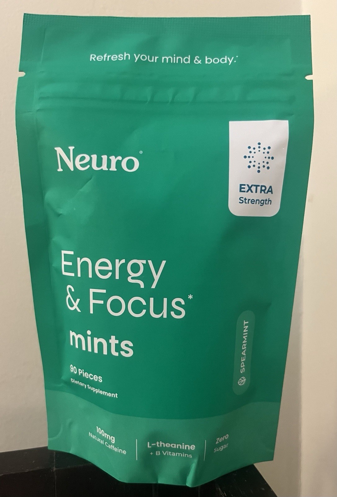 Neuro Energy & Focus Mints Spearmint 90 100mg Caffeine Theanine No Sugar Vegan