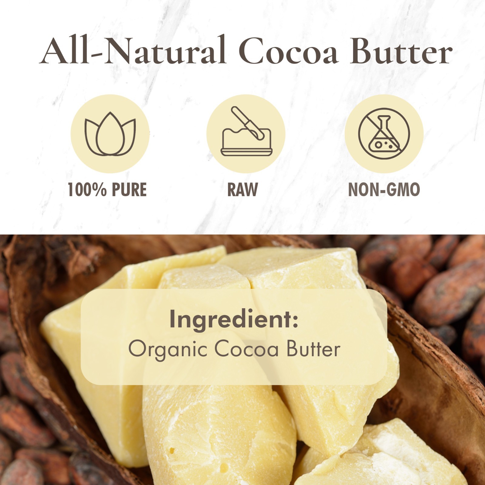 Raw Cocoa Butter 100% Pure Unrefined Organic Food Grade A Chocolate Bean Cacao