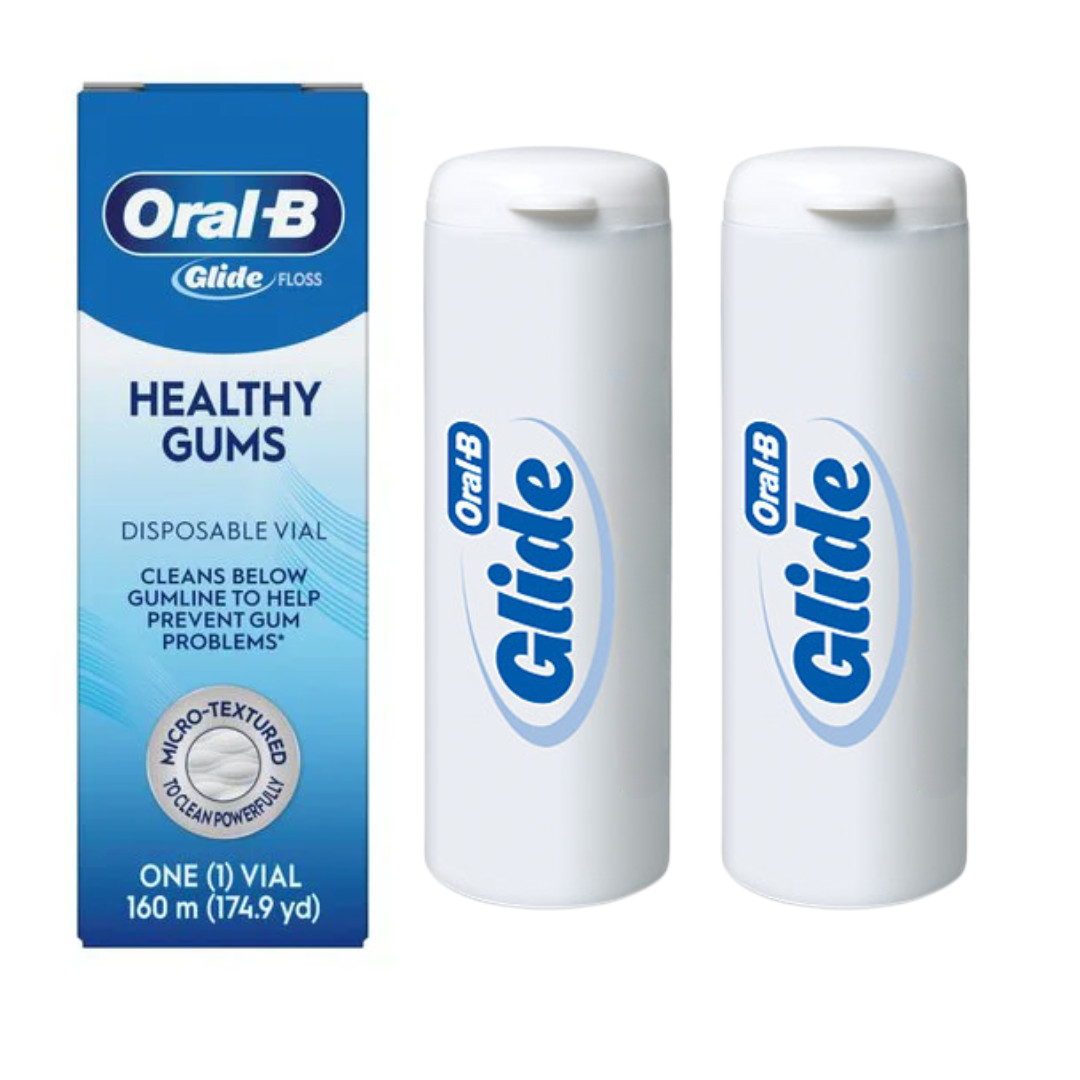 2-Pack NEW VERSION! Oral-B Glide Healthy Gums Unflavored Floss Refills, 160m