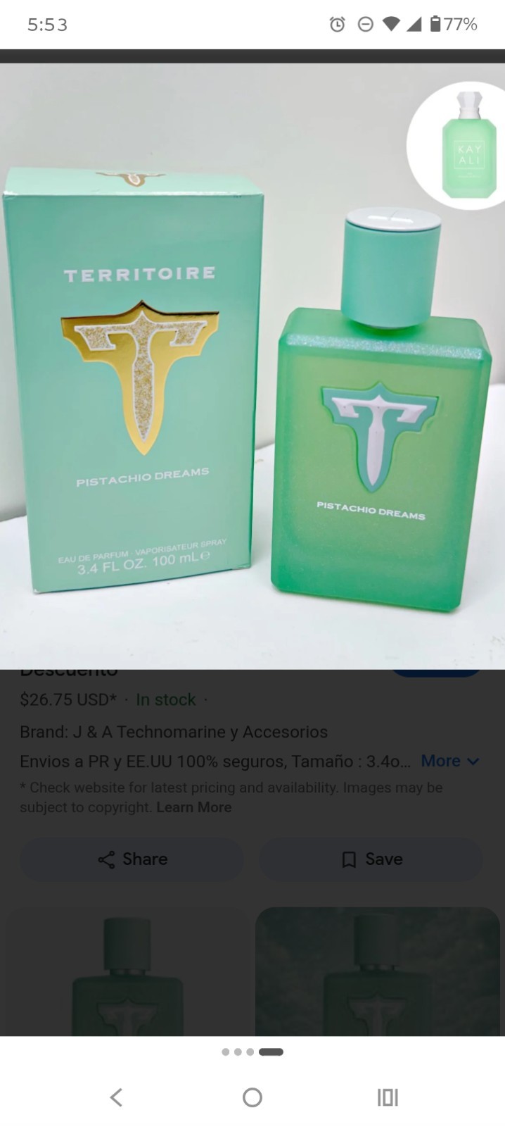 Territoire Pistachio Dreams EDP Spray 3.4 oz *Hard to Find! *Made in France*