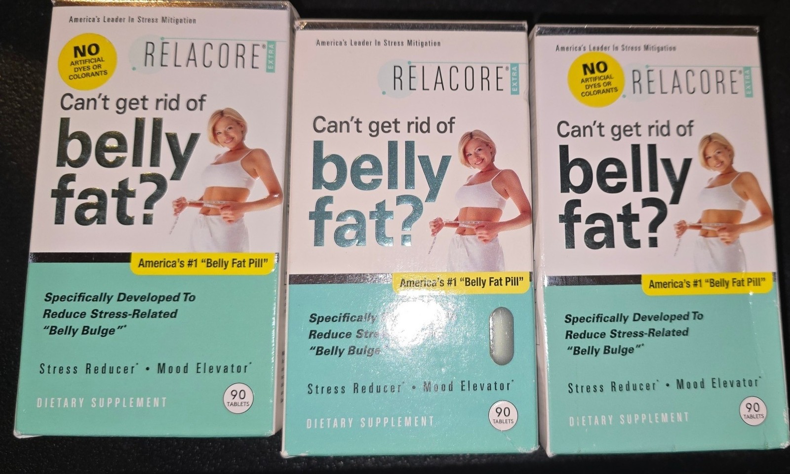 3 Pack Relacore Extra Belly Fat Pill Stress Reducer Mood Elevator Exp 04/27