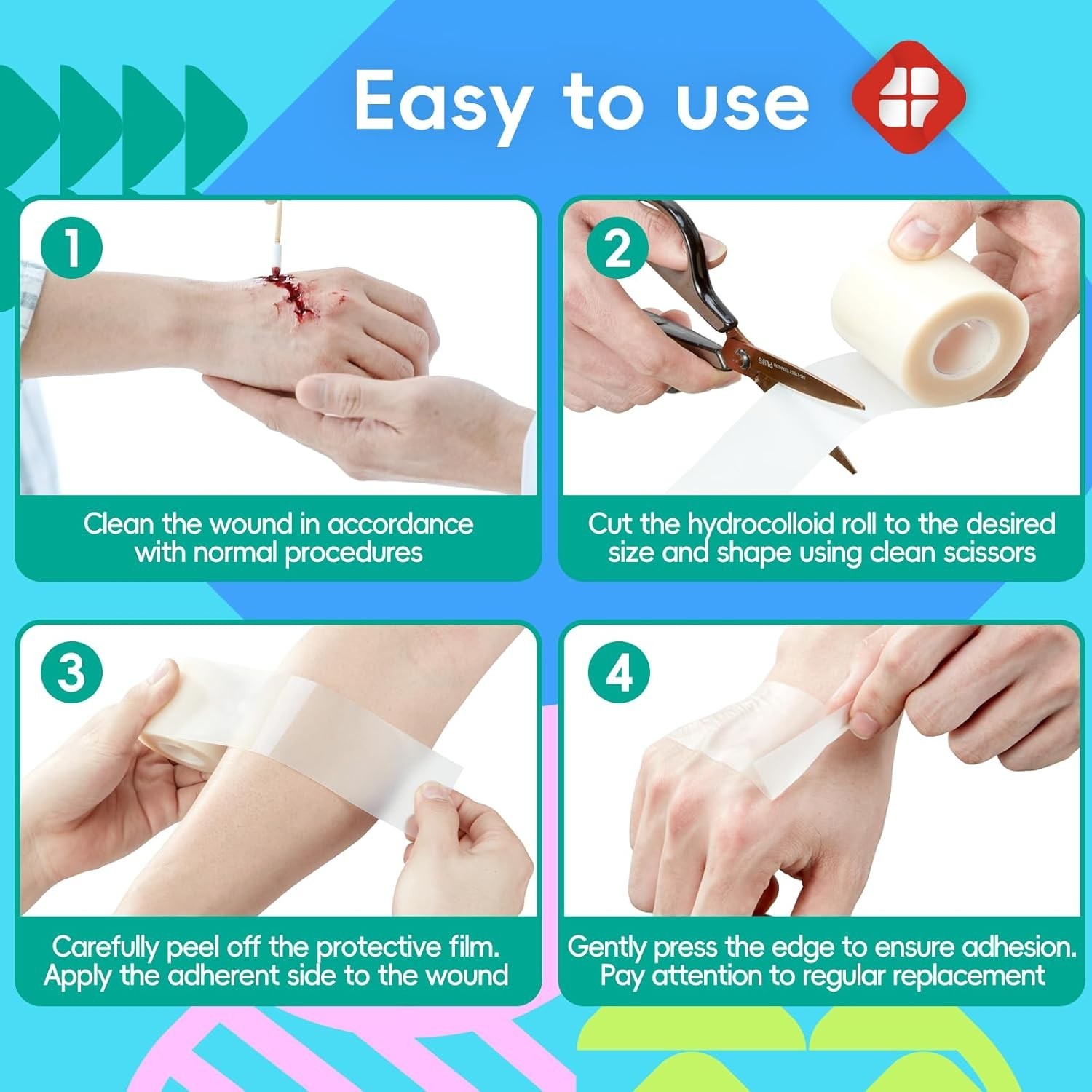 Versatile Hydrocolloid Patch Roll – 2in x 16ft for First Aid & Wound Care