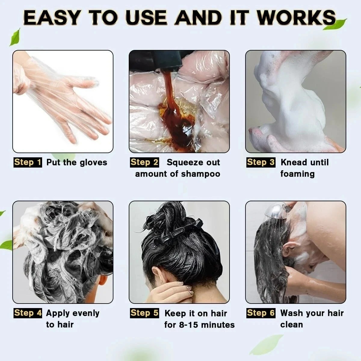 Hair Dye Shampoo 3 in 1 Hair Shampoo Instant Hair Dye Herbal Ingredients Gift US