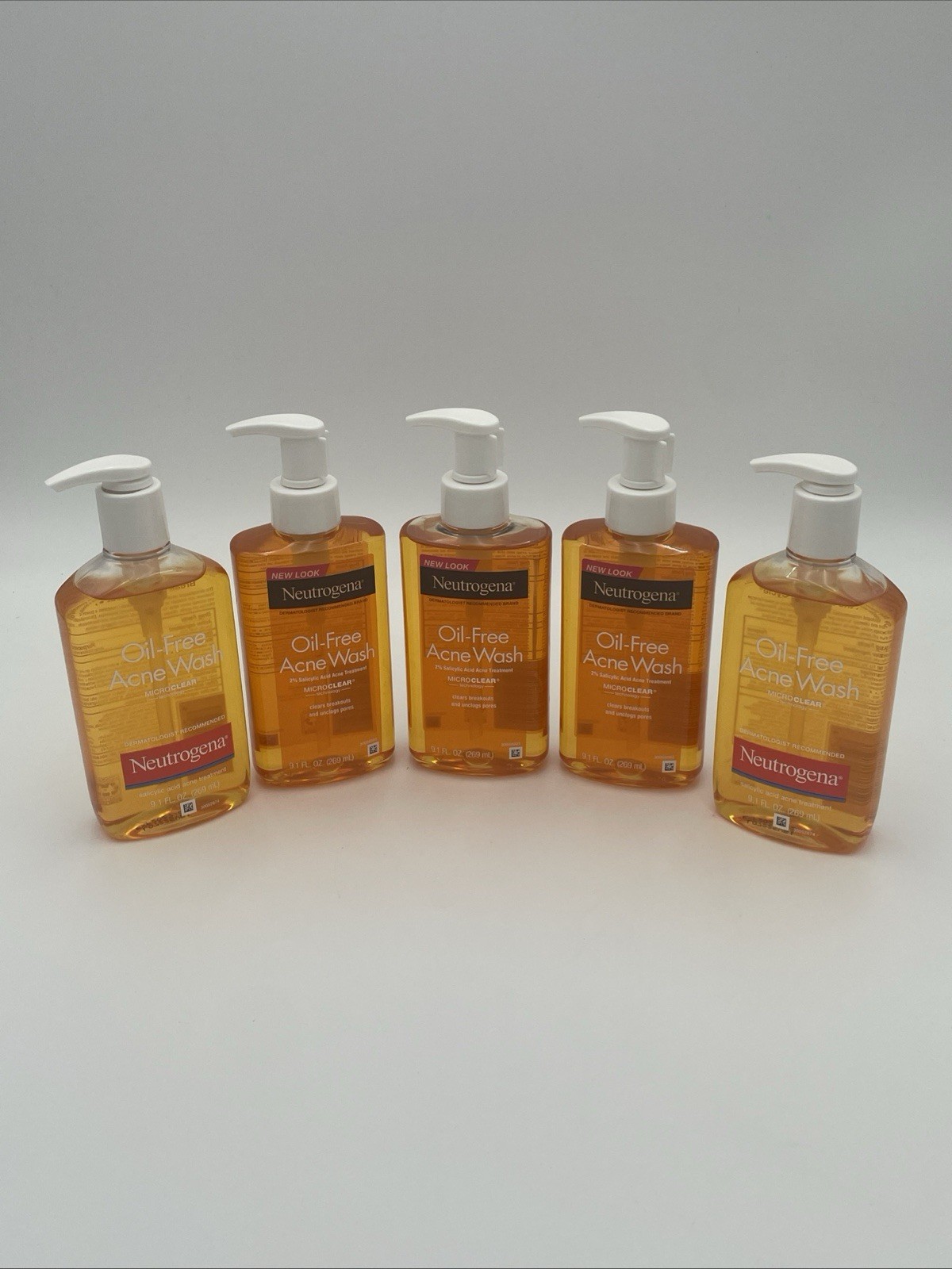 5 Pack Combo! Neutrogena Oil Free Acne Wash (5, 9.1 fl oz bottles)